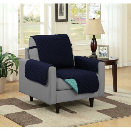Dog Couch Protector Linen Store Quilted Reversible Microfiber Pet Dog Couch Furniture Protector Cover With Strap, Chair, Aqua/Navy ()