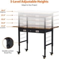 thumbnail image 3 of Bingirl 60 Inch Adjustable Garage Workbench Heavy Duty Workbench 2000 lbs Weight Capacity Includes Drawers Rubberwood Top and Cold Rolled Steel Frame 4 AC Outlets Rolling Workbench for Workshop, 3 of 6
