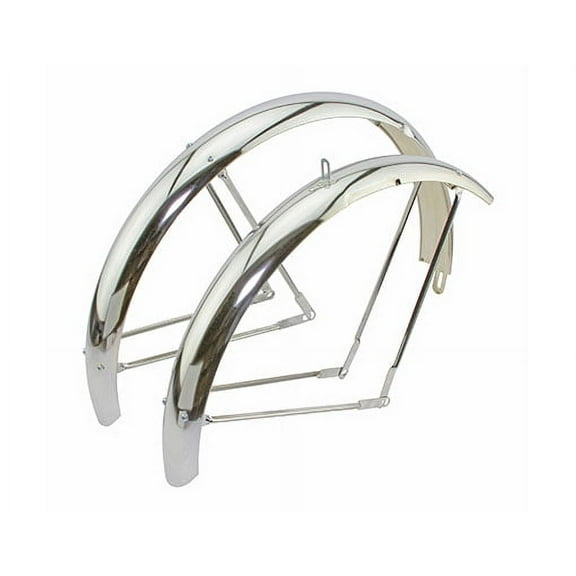 Alta Bicycle 26" Classic Wide Balloon Standard Fender Set, (Steel Bicycle Chrome )