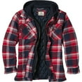 thumbnail image 1 of Legendary Whitetails Mens Standard Maplewood Hooded Shirt Jacket, Red Rover Plaid, Large, 1 of 5