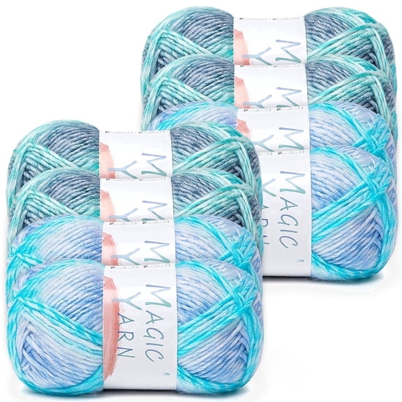 NORVIAN 8 Skeins Variegated Bulky Acrylic Yarn,#5 Chunky, Skin Friendly, 100g (3.5oz), 170m (186yds),Blueberry