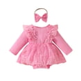 thumbnail image 5 of XINXIAOO Baby Girl Clothes Comfortable Long Sleeve Bodysuits Romper with Bow Headband Cute Baby Girl Outfit Set 12-18 Months Girl Clothes, 5 of 9