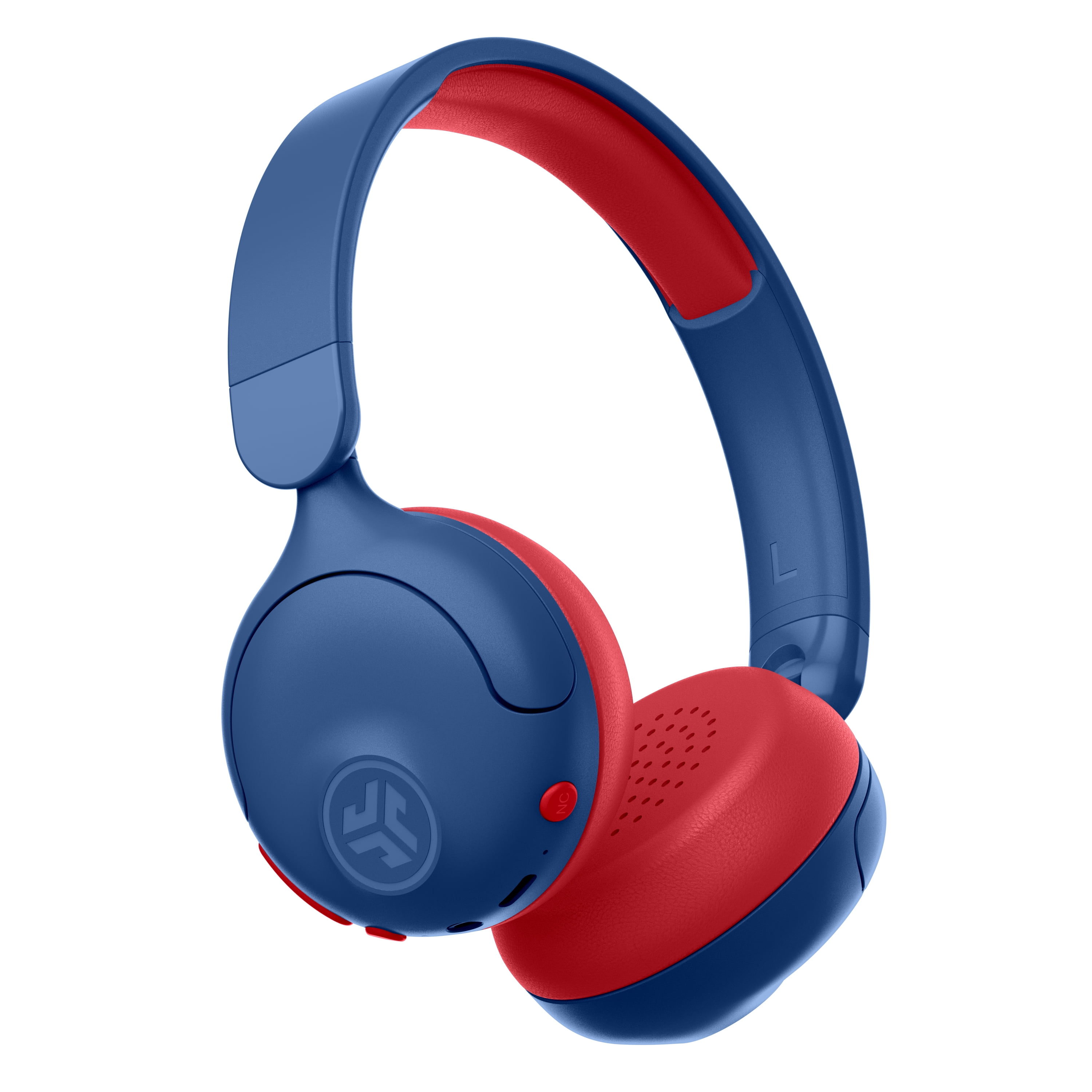 JLab JBuddies ANC Kids Headphones, Volume-Safe Listening, 50+ Hr Playtime, 2-in-1 Wired + Wireless, Blue/Red