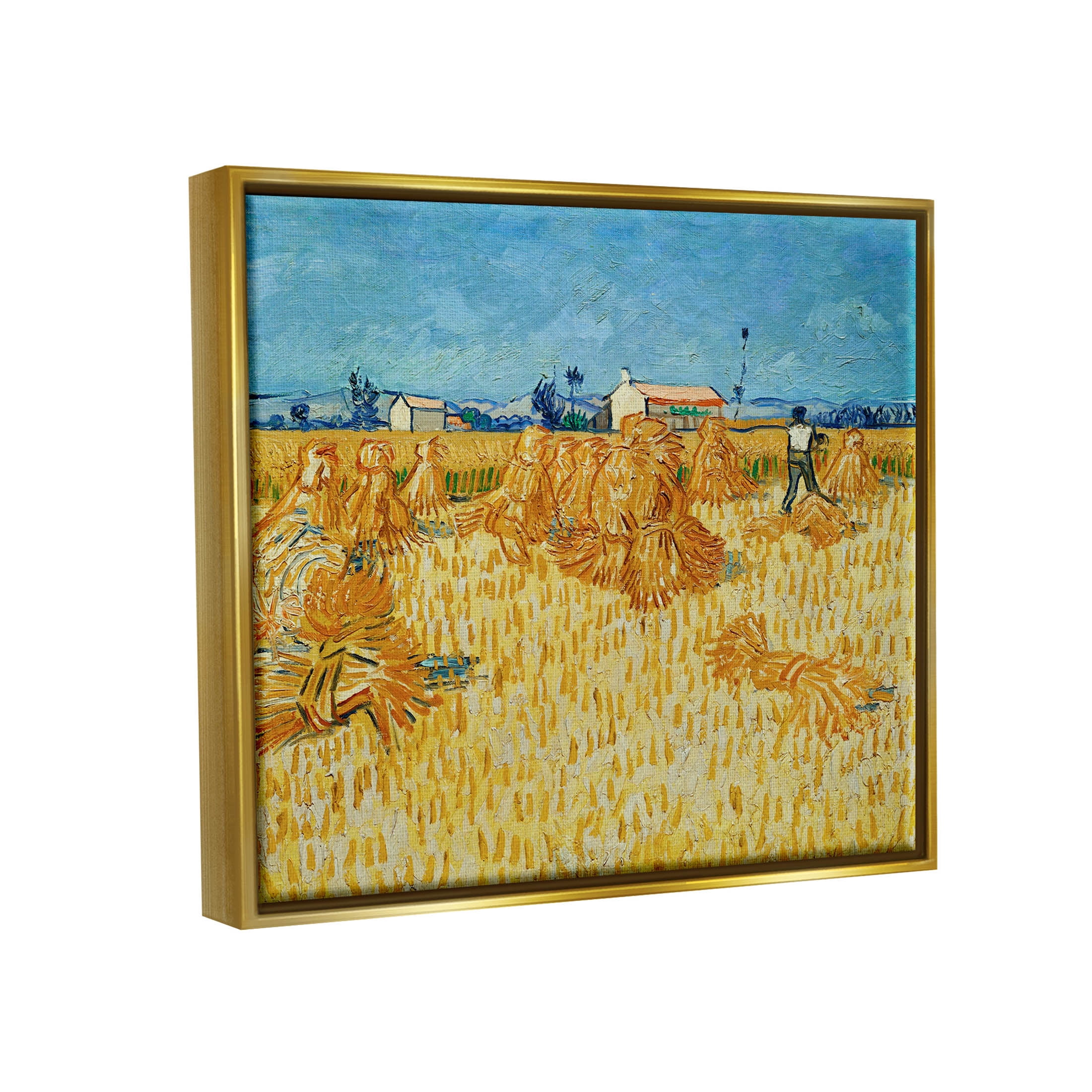 Harvest In The Provence Van Gogh Scenery Landscape Painting Metallic Gold Framed Art Print Wall Art