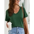 thumbnail image 2 of ALING Short Sleeve T-Shirts For Women V Neck Tunic Tops With Side Split Loose Fit Summer Casual Tops Black/Green/White Tee Tops Size Up To 3XL, 2 of 8