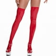 thumbnail image 4 of Linyer Women Sexy Stocking Girl Nightclub Party Banquet Cosplay Glossy Thigh High Sock Over Knee Socks Solid Color Underwear Hosiery Red L, 4 of 5