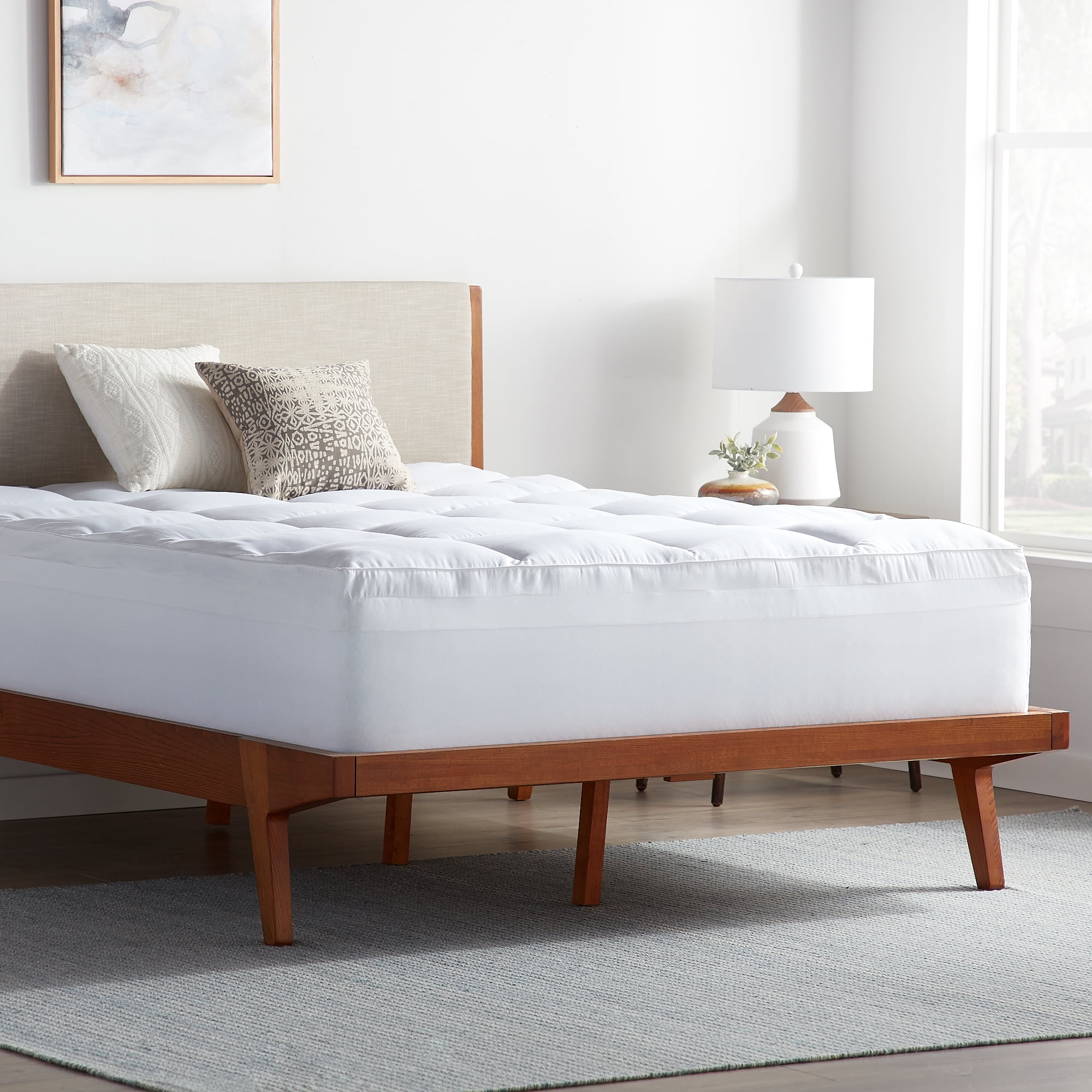 Rest Haven 2-in-1 Dual 4" Down Alternative Plush and Gel Memory Foam Mattress Topper, Queen