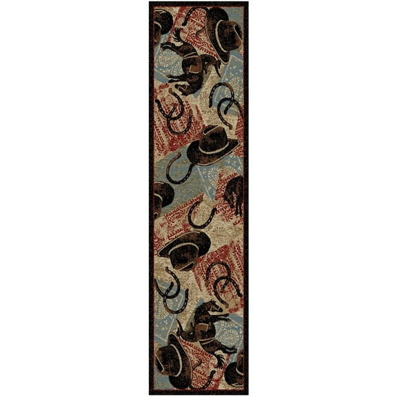 Mayberry Rugs American Destination Lodge Western Cowboy Area Rug 2'3"x7'7" 8' Runner