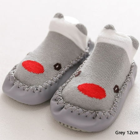 

Cotton Non-Slip Floor Socks Comfortable And Soft Warm Baby Shoes Toddler Shoes Leather Socks Soft Sole Socks GREY 12CM