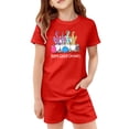 thumbnail image 4 of ibiyuan Girl'S 2 Piece Cute Summer Outfits Easter Holiday Printed Short Sleeve T-Shirt and Shorts Pajama Set for Kids Boys and Girls,11-12 Years,Red, 4 of 4
