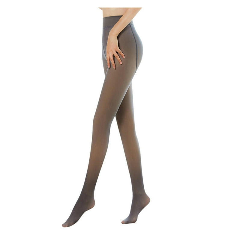 Women Fake Translucent Tights Fleece Lined Slim Stretchy High Elastic Waist  Tights Winter Thermal Pantyhose Leggings