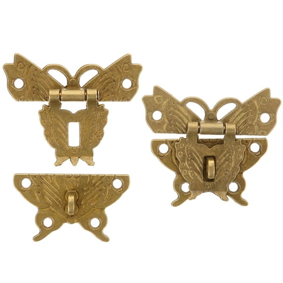 FRCOLOR  2 Pcs Buckle Hasp Latch Lock Catch Combination Padlock Cable Golden