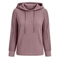 thumbnail image 7 of Tusihei Women Hooded Lace Knitted Long Sleeve Pullover Sweater Drawstring Lightweight Casual Tunic Tops Fall Spring Fashion Pullovers Blouses, Purple S, 7 of 7