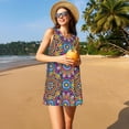 thumbnail image 3 of Rocae Mandala for Sleeveless Dresses Summer Casual Ruffle Sleeveless Cute Crew Neck Flowy Dress with Pockets, 3 of 7