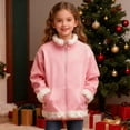 thumbnail image 4 of Zanarzt Girls Sweatshirts Girls Polar Fleece Jacket Kids Full Zip Lightweight Fall Spring Coat Outerwear with Pockets Pink,4-5 Years, 4 of 6