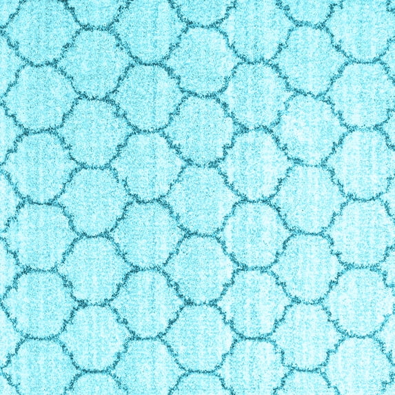Ahgly Company Indoor Square Trellis Light Blue Contemporary Area Rugs, 7' Square
