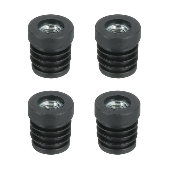 4Pcs Inserts for Round Tubes with M8 Thread, for 19mm/0.75" OD Round Tube, Round Black Plastic Plug Caster Insert Chair