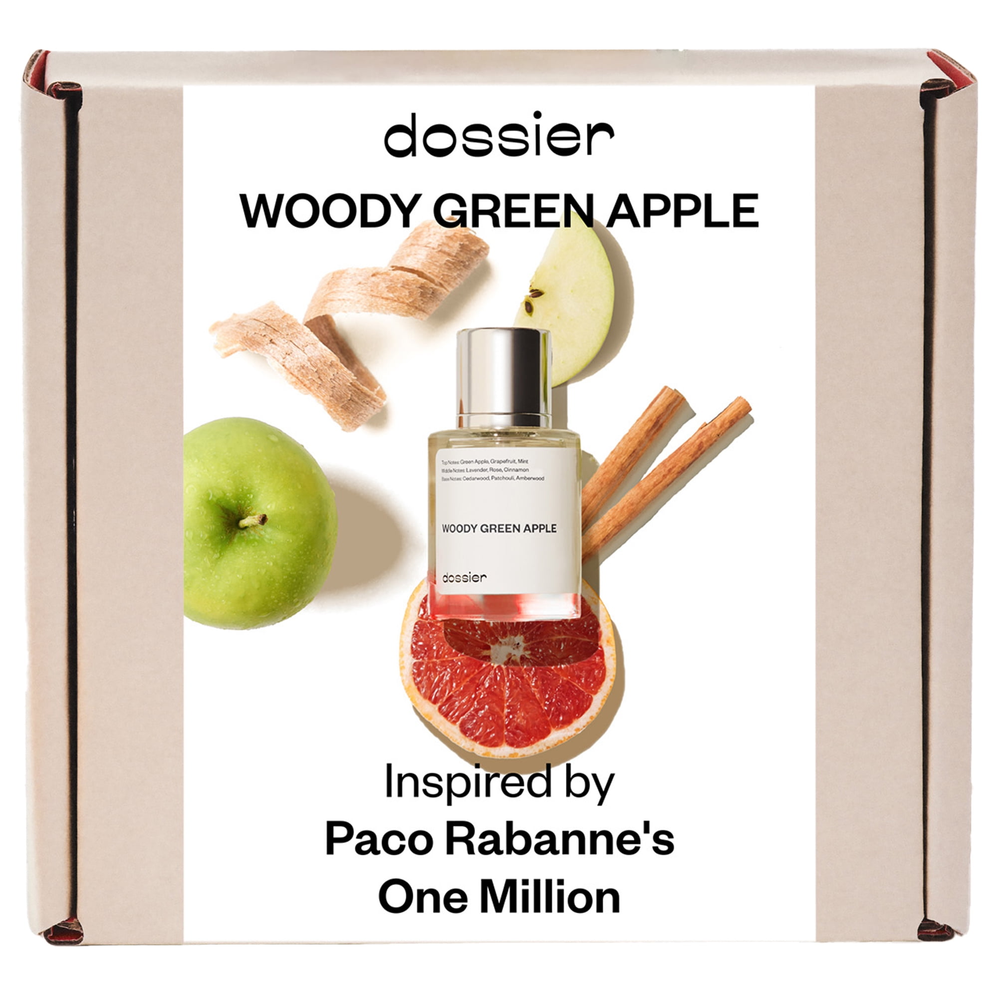 Dossier Woody Green Apple Eau De Parfum, Inspired by Paco Rabanne's One Million, Cologne for Men, 1.7 oz
