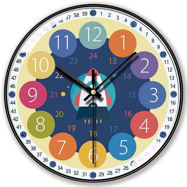 Reloj de pared educativo Creative Rocket Design de 14 pulgadas