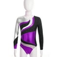 thumbnail image 4 of Aislor Girls Long Sleeve Shiny Ballet Dance Leotard Gymnastics Athletic Bodysuit Jumpsuit Dancewear Purple 12, 4 of 7