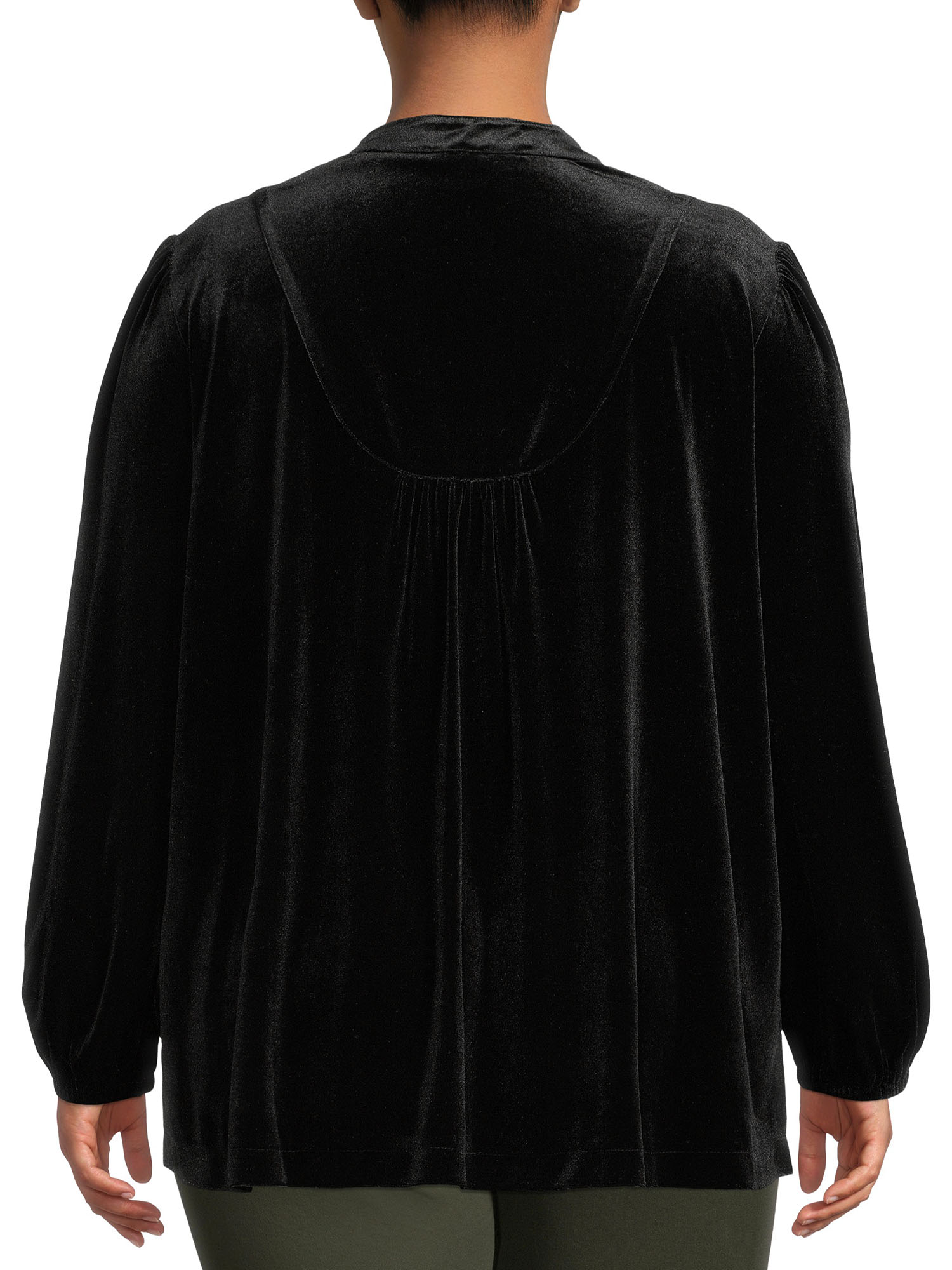 Terra & Sky Women's Plus Size Velour Henley Top