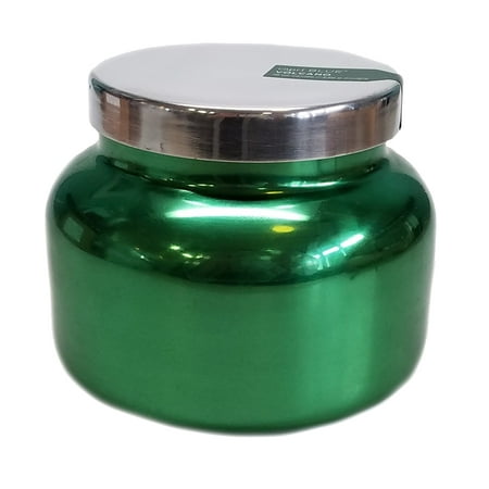 Capri Blue 8 ounce Holiday Metallic Green Jar Candle with Lid-Volcano