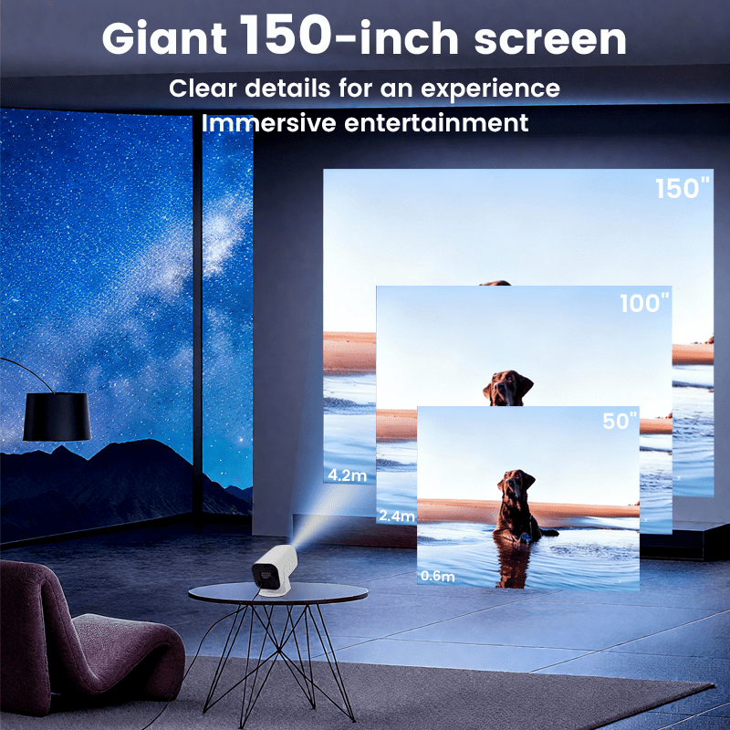 Mini Portable Projector, 1080P Smart Projector Android 11, 60W High Brightness for Daytime Use, WiFi HDMI/USB, 180° Rotation Home/Outdoor Projector