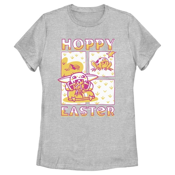 Women's Star Wars: The Mandalorian Grogu Hoppy Easter  Graphic Tee Athletic Heather 2X Large