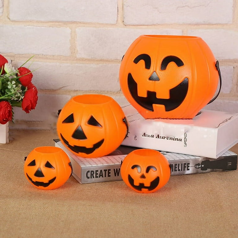 JETTINGBUY Halloween Party Props Plastic Pumpkin Bucket Decorate Halloween  Decoration 