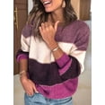thumbnail image 2 of Female Sweaters Casual Long Sleeve Crewneck Color Block Patchwork Pullover Knit Sweater Tops XXL, 2 of 3