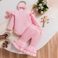 thumbnail image 4 of CAICJ98 Baby Girl Valentines Day Outfit My First Valentine Infant Hearts Print Long Sleeve Romper Bell Bottom Flare Pants Headband Newborn Clothes Set (Red,12-18 Months), 4 of 7
