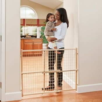 Evenflo Position & Lock Tall & Wide Baby Gate, Pressure , Extra Wide Baby Gate, Locking Latch, 31"-50", Natural