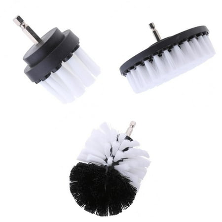 

3Pcs Drill Cleaning Brush Set Plastic Wooden Car Interiors White