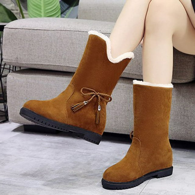 LSLJS Bottes Unies de Mode pour Femmes, Bottes à Talon Bas Rond pour Femmes, Bottines et Bottillons pour Femmes, Bottes pour Femmes