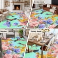 thumbnail image 5 of 5'x7' Area Rugs, Teal Green Hummingbirds Indoor Outdoor Area Rug for Living Room Bedroom, Spring Watercolor Flowers Plant Washable Bathroom Rugs Kitchen Floor Carpet Mats Home Decor Aesthetic, 5 of 8