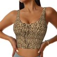 thumbnail image 1 of Fotbe Leopard Print Brown Sujetador Deportivo Largo sin Aros para Mujer con Almohadillas y Soporte Medio, Transpirable y Absorbente, Camiseta Tipo Chaleco o Tank Top-Small, 1 of 8