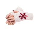thumbnail image 1 of 1 Pair Knit Half Finger Glove Comfortable Winter Simple Knitting Craft Fingers Covers Hand Mittens with Snowflake Pattern, 1 of 6