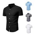 thumbnail image 3 of Camisa Hombre Manga Corta Corte Pegado Strech Cuello Mao G, 3 of 6