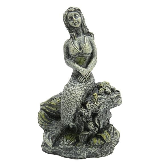 Aquarium Decoration: <span Style="background:red"></span> Resin Mermaid, Enhances Fish Tank Landscape, <span Style="background:red"></span>  Long,Lasting