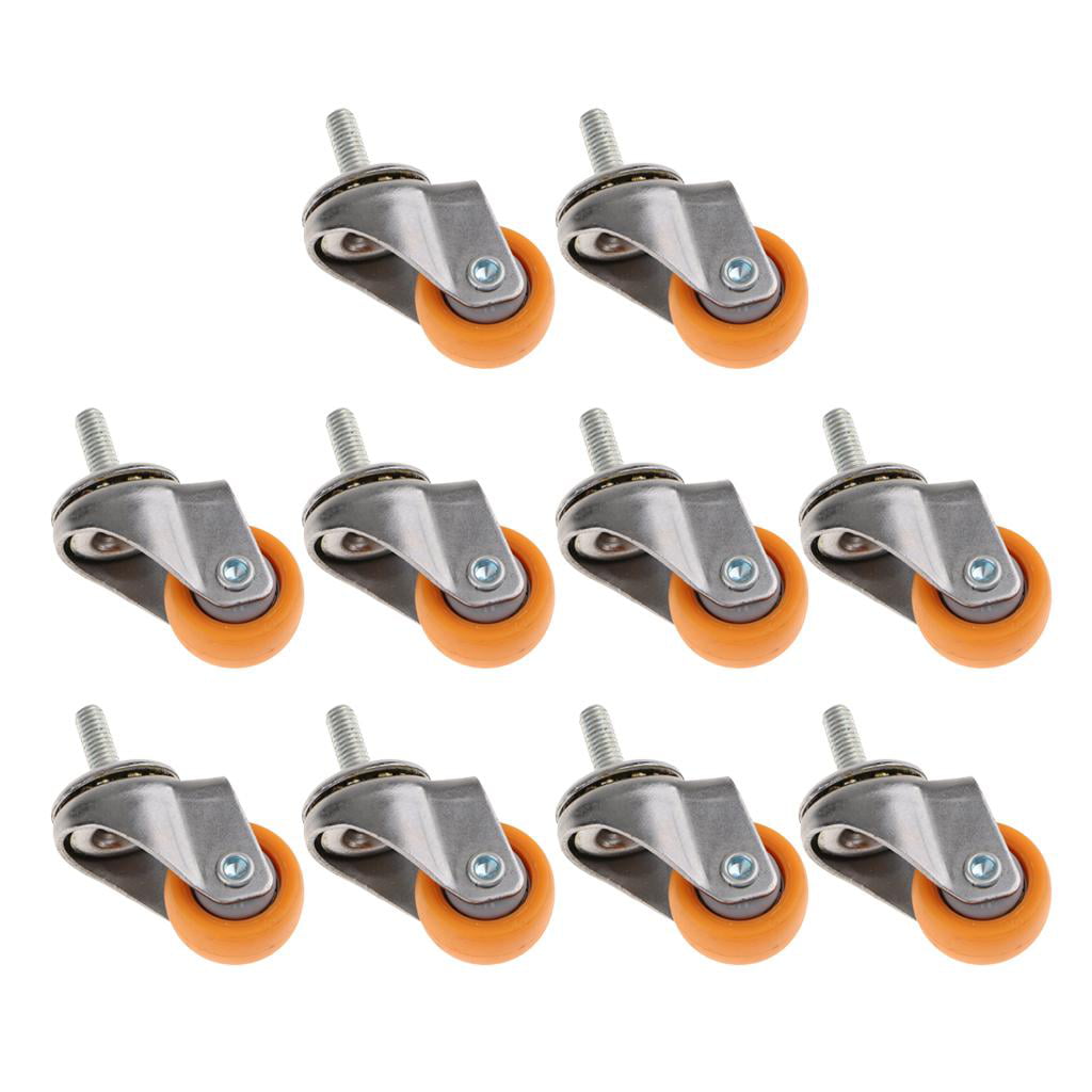 10pc 1" Swivel Caster Wheels M6 Thread Stem Mount Trolley Caster Replacement 