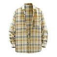thumbnail image 3 of Plaid Shirt Men Long Sleeve Fashion Casual Collar Regular Fit Plaid Shirt Lightweight Versatile Spring Flannel Classic Basic Blouse With Pocket Yellow XL, 3 of 3