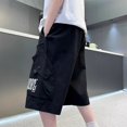 thumbnail image 4 of Cowsor Boy's Summer Cargo Shorts Elastic Waist Comfy Cotton Loose Shorts, 4 of 5