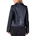thumbnail image 4 of KOGMO Women's Snake Embossed Vegan Leather Moto Jacket with Belt, 4 of 5