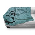 thumbnail image 3 of Teal Soft Flannel Fleece Throw Blanket, Abstract Floral Arrangement Nature Winding Tendrils Design Flora Drawing Style, Cozy Plush for Indoor and Outdoor Use, 50" x 60", Turquoise Black, by Ambesonne, 3 of 6
