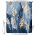 thumbnail image 2 of Blue Gold Feather Waterproof Fabric Shower Curtain,Modern Oil Painting Gradient White Waterproof Fabric Shower Curtain for Bathroom Curtains Bathtubs Shower Curtains with 12 Hooks Extra Long 72x96, 2 of 8