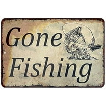 Gone Fishing Metal Sign Vintage Decoration Home Bathroom Bar Cafe Club Wall Decor Retro Funny Tin Sign 12 X 8 Inch