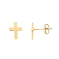 thumbnail image 2 of JewelStop 14k Solid Yellow Gold Shiny Flat and Skinny Cross Post Style Earrings With Push Back Clasp, 1.25gr., 2 of 3