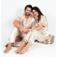 thumbnail image 3 of Pijama de satén personalizado para pareja, conjunto de ropa de dormir corta y larga, ideal para regalo de aniversario, boda, novia y novio, 3 of 4