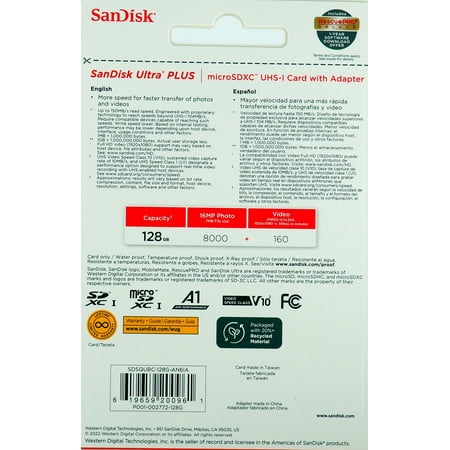 SanDisk - Ultra PLUS 128GB microSDXC UHS-I Memory Card