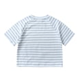 thumbnail image 4 of YDFCWXW Little Kids Striped T-Shirt Boys Girls Short Sleeve Cotton Tee Tops Toddler Raglan Sleeve Crewneck Shirt (Light Blue, 9-12 Months), 4 of 8
